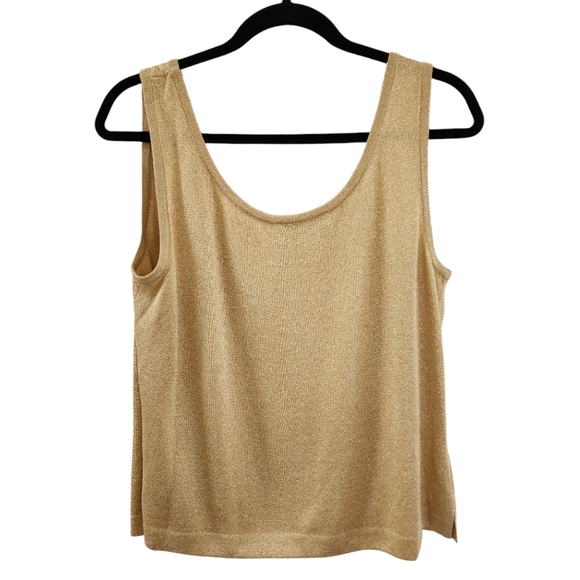 St John Basics Metallic Gold Knit Tank Top, Medium - Picture 6 of 6